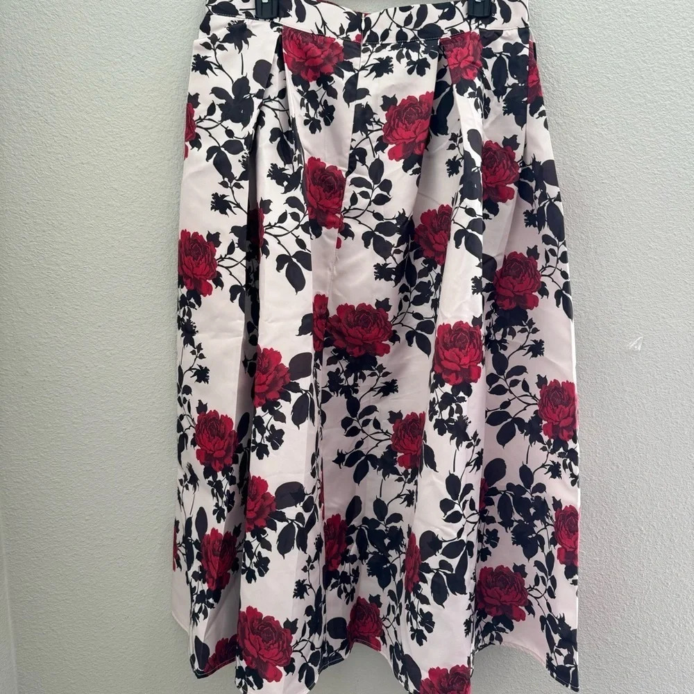 SHEIN‎ Classy Boxy Pleated Floral Midi Skirt Size XL - Picture 7 of 9